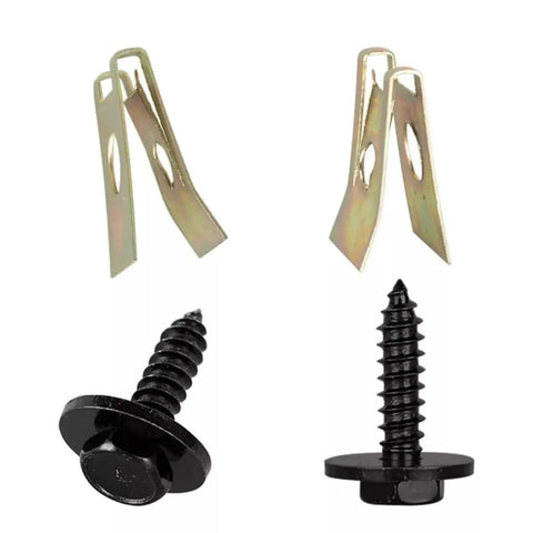 Beefy Heavy Duty Metal Car U Nut Clip Fastener Kit 200 Piece Set For Bumpers And Body Panels Retainer Clips For Fender Trim And Door Panels Splash Shield Manganese Steel Built To Last Durable Auto Fasteners, shown with clips and screws