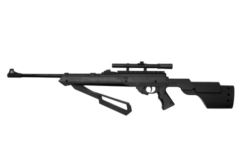Powerful BB and pellet rifle for adults with 20 inch rifled barrel adjustable fiber optic sights and 4x15 scope shoot pellets or BBs multi pump