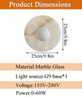 KXKLGWHN Modern Minimalist Style Natural Alabaster Wall Lamp, Hard Wire with marble glass, 25cm/9.8in diameter, G9 base.