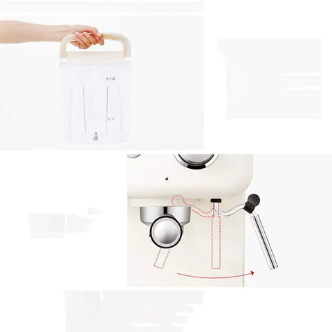 Semi Automatic Espresso Machine With Built In Milk Frother And Foam Maker For Your Home Coffee Game, beige finish