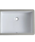 Top view of the Lincoln Undermount Ceramic Basin Sink in Glossy White with integrated overflow, rectangular design.