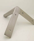 Heavy Hitters Stainless Steel Furniture Legs 8 Piece Metal Foot Set With Non Slip Padded Bottoms Sweet Silver Height Boosters, close-up view of leg.