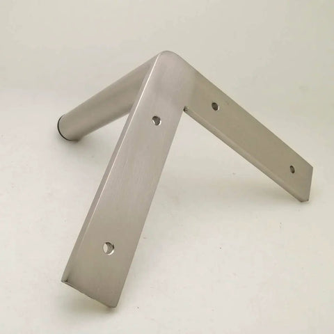 Heavy Hitters Stainless Steel Furniture Legs 8 Piece Metal Foot Set With Non Slip Padded Bottoms Sweet Silver Height Boosters, close-up view of leg.