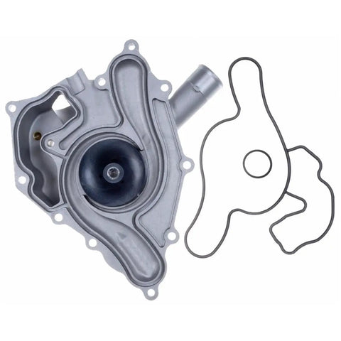 Top Tier Engine Water Pump For Dodge Magnum And Chrysler 300 2005 To 2008 5.7 Liter Hemi V8 with gasket viewed from above.