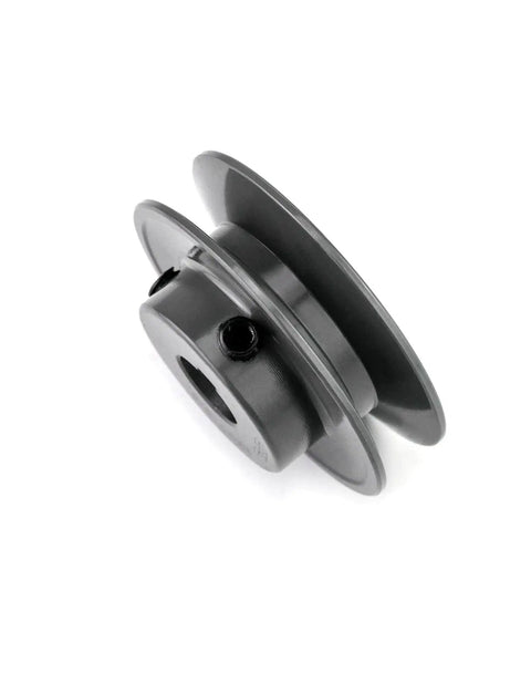 Single Groove V-Belt Pulley For 4L A AX Belts, 2.70 Inch Outer Diameter, Cast Iron Sheave, 5/8 Inch Bore, angled view