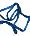 Blue 10 Ft Endless Round Sling 21200 Lb Vertical WLL And 42400 Lb Basket Capacity Heavy Duty Lifting Strap laid out on white surface