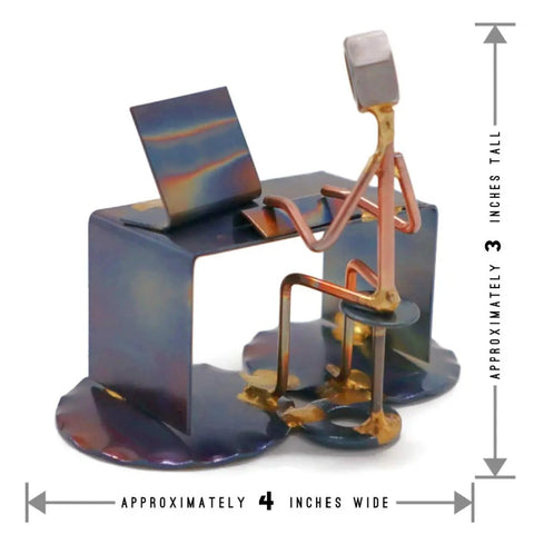 Handmade Metal Software Developer Figurine Hand Welded Recycled Metal Art Desk Accessory For Your Workspace Boss Level Gift 4x3 inches