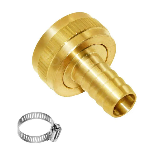 Brass Garden Hose Repair Connector 5/8 Barb To 3/4 GHT Female Adapter For Leak Free Connection Rust Resistant And Built Tough For Quick Hose Fix And Easy Backyard Setup brass hose fitting with clamp