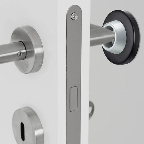 Concave Wall Door Stopper Set With Stainless Steel Bumpers And Grey Rubber Knob Covers Flush Mount Wall Protector for Doors