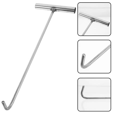 Heavy Duty Stainless Steel Manhole Cover Hook Lift Tool For Easy Grate Pulling And Door Lifting, corrosion resistant, 15 inch reach