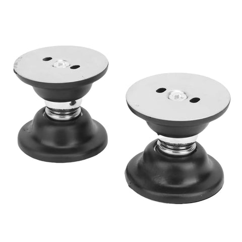 Powerful Heavy Duty RV Magnetic Door Stopper Set Stops Travel Trailer Doors Securely With Strong Magnets And Durable Build, black and silver.