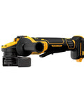 Heavy Duty Angle Grinder With 20V Max FlexVolt Advantage Muscle, Paddle Switch Trigger, side view showing handle and brushless design.