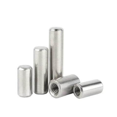Premium 304 Stainless Steel Internal Thread Dowel Pins in various lengths for bolting beds, furniture, and cabinets.