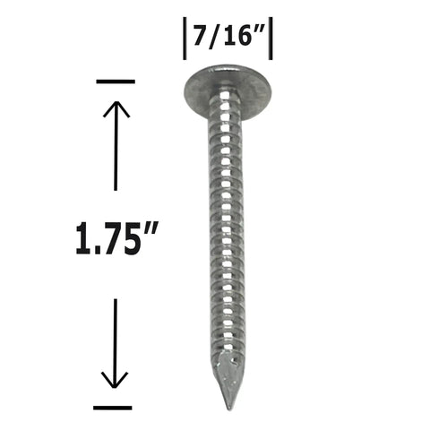 Tough As Nails 1.75 Inch Aluminum Ring Shank Nails 5D Flat Head For Vinyl Siding Roofing Fascia Trim Rust Resistant Legit Strong Exterior Hardware Fasteners Pro Kit 100 Piece