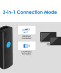 Versatile Wireless Barcode Scanner With USB And Bluetooth Modes for 1D And 2D Barcodes showing 3-in-1 connection mode