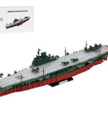 No Cap Wwii Shinano Aircraft Carrier Building Blocks Set, 1/300 Scale Navy Warship DIY Bricks Model, detailed view of assembled carrier.