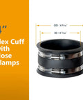 Four Inch To Two And One Half Inch Pro Grade Reducer Kit With Flexible Dust Cuff And Stainless Steel Hose Clamps close-up view