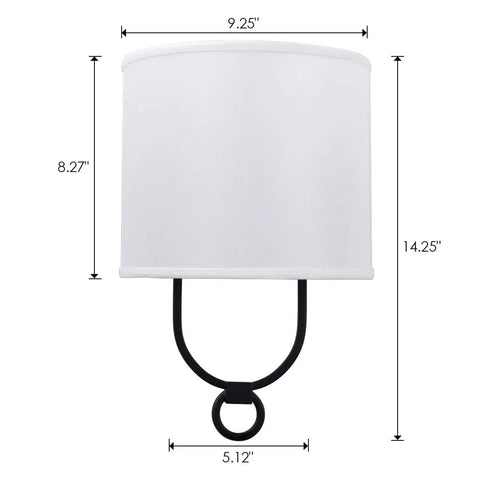 Modern Wall Sconces With White Fabric Shade Two Pack For Bedroom Hallway Entryway Bathroom Vanity Bedside Lighting Metal Fixture