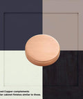Brushed copper cabinet handle on color swatches showing Mirrored Cabinet Handles 10 Pack Center To Center 3 Inch Brushed Copper Kitchen Drawer Pulls For Cabinets And Furniture Dresser Hardware Update Your Kitchen Or Bath Vanities With Durable Modern Styled Handles.