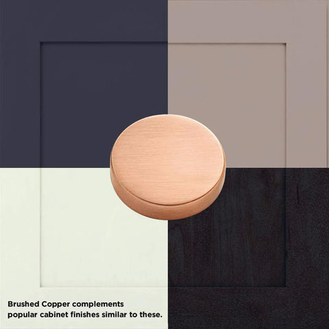 Copper Asymmetric Notched Cabinet Pull on diverse cabinet finishes