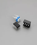Components of Two Piece Heart Shaped LED Soldering Practice Kit With Flashing Lights For DIY Electronics Projects in red.
