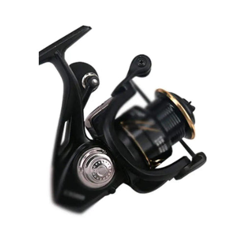 Close-up of a Heavy Duty Metal Spinning Reel For Long Casts With Oblique Mouth Shallow Cup Two Tone Carved Cup Built Tough For Outdoor Fishing
