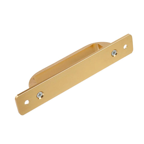 5-Inch Brushed Gold Cabinet Pulls With Base Plate Aluminium Alloy Square Kitchen Cabinet Handles shown at an angle