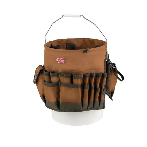 Bucketeer Bucket Tool Organizer Brown Fits Most 5 Gallon Buckets with Three Interior Loops for Hammers Drills Pry Bars