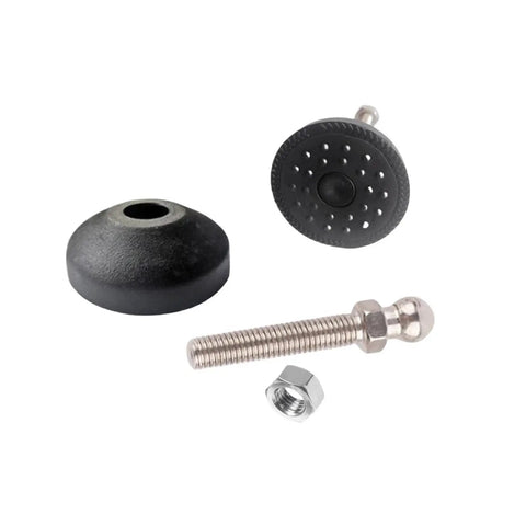 Four Piece Universal Adjustable Furniture Leveling Feet With Heavy Duty Swivel Base And Screw Thread Glides M8 M10 M12 showing rubber pads and metal screw.