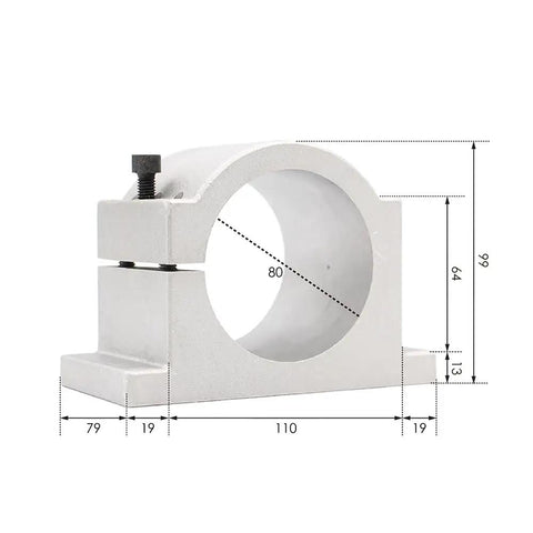 80mm bracket for 2.2KW ER20 D80 220V Water Cooled Spindle Motor Kit With 75W Water Pump 80mm Bracket ER20 Collet QL Inverter Included CNC Router