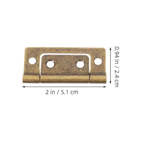 Heavy Duty Flush Cabinet Door Hinges Set, 10 Pieces, 304 Stainless Steel Vintage Style, 51x25x1.2mm with dimensions