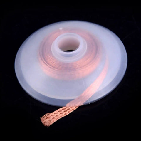5 Ft Pro-Grade Copper Desoldering Wick With No Clean Design And 280C Melting Point, spool showing braided solder removal tool