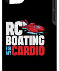 12 Mini RC Boating Is My Cardio Case For Phone 12 Mini Dual Layer Protective Case with boat graphic on black background