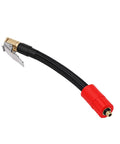 Extended Reach Tire Inflator Extension Hose 16Cm M6 External Thread with black hose and red nozzle for easy tire inflation.