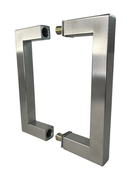 Slick Six Inch Nickel Shower Door Handle For Glass Doors Kickass Heavy Duty Stainless Steel Grip, showing angled handle design.