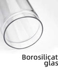 Close-up of borosilicate glass used in Straight Up Wall Mounted Coffee Bean Dispenser With Adjustable Flow Control.