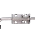 Two Pack Heavy Duty 304 Stainless Steel Spring Latch Lock 6.5 Inch Exterior Door Cabinet Trailer Gate Hardware Rust Free Design Built Tough Construction No Sweat Assembly close-up view of the latch mechanism.