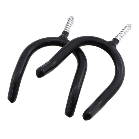 2 Pack Black Wall Mounted U Shaped Hooks For Garage And Warehouse Storage, Heavy Duty Metal Construction With Plastic Covered Surface, Each Hook Supports Up To 20 Pounds, Perfect For Shovels Rakes Hats And Garden Tools, black wall hooks