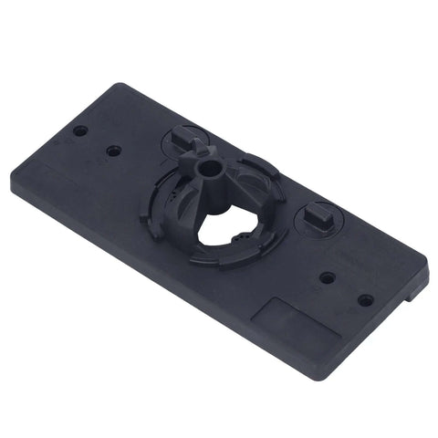 35mm hinge hole saw jig drilling guide for woodworking, black ABS plastic with central mounting hub