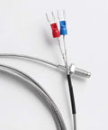 Five Pack K Type Thermocouple Temperature Sensor Probes Stainless Steel One Meter Length M6 Screw Mount shown close-up