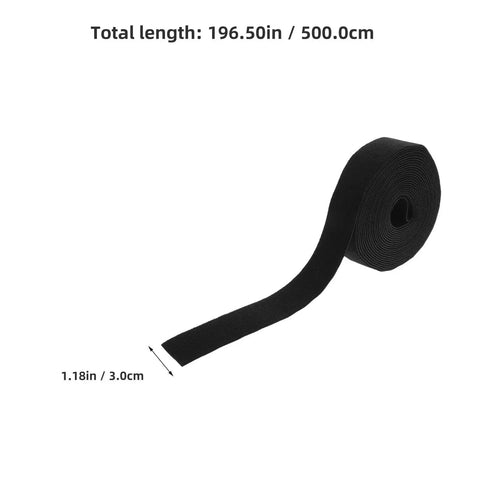 Adjustable Reusable Hook And Loop Cable Ties For Superior Desk Wire Management And Phone Charger Cord Organizing To Keep Your Tech Setup Snazzy And Totally Tidy, showing 196.50in black velcro roll.