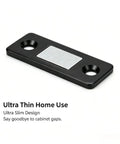Magnetic Cabinet Catch No Drill Adhesive Ultra Thin Invisible Mount in black, ideal for renters and homeowners, easy peel and press.