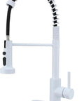 GICASA Kitchen Faucet - Pull Down Sprayer, High arc Commercial Stainless Steel Kitchen Sink Faucet White with coiled black hose.