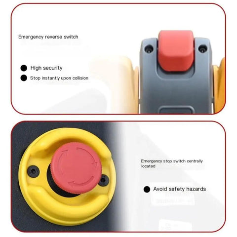 Emergency reverse switch and stop button for Heavy Duty Electric Pallet Jack For No Sweat Indoor Hauling 3300 Lb Warehouse Workhorse.