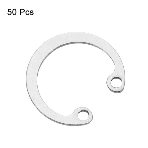 50 Pcs 16.6mm Inner Retaining Ring Circlip 304 Stainless Steel Snap Rings C Clips GB893 For Grooved Shafts Studs Silver Tone