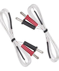 Front view of two K-type thermocouple sensors with white braided cables and red/black mini connectors.