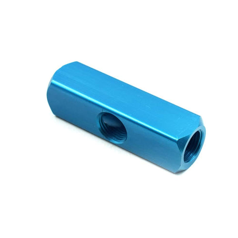 1/2 Inch Air Hose Inline Manifold Block Splitter With 5 Ports And 2 Ways, Pneumatic Air Compressor Fitting, blue aluminum