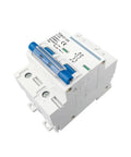 Heavy Duty 2 Pole DC Circuit Breaker For Solar PV Battery Main Switch, robust design with blue handle and weather sealed housing.