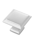 Square Cabinet Knob Set Polished Nickel 1-1-4 Inch Dope Contemporary Hardware 7 Pack For Kitchen Drawers And Cabinet Doors Glossy Gold Or Silver Finish Bundle, showing a single polished square knob.