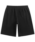 Back view of Men's Casual Shorts With Elastic Waist Drawstring, Lightweight Polyester, Durable Build, Black, showing elastic waistband.